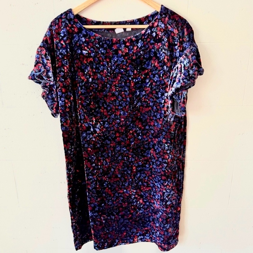 GAP | Velour Flutter Sleeve Floral Swing Dress | Size Small